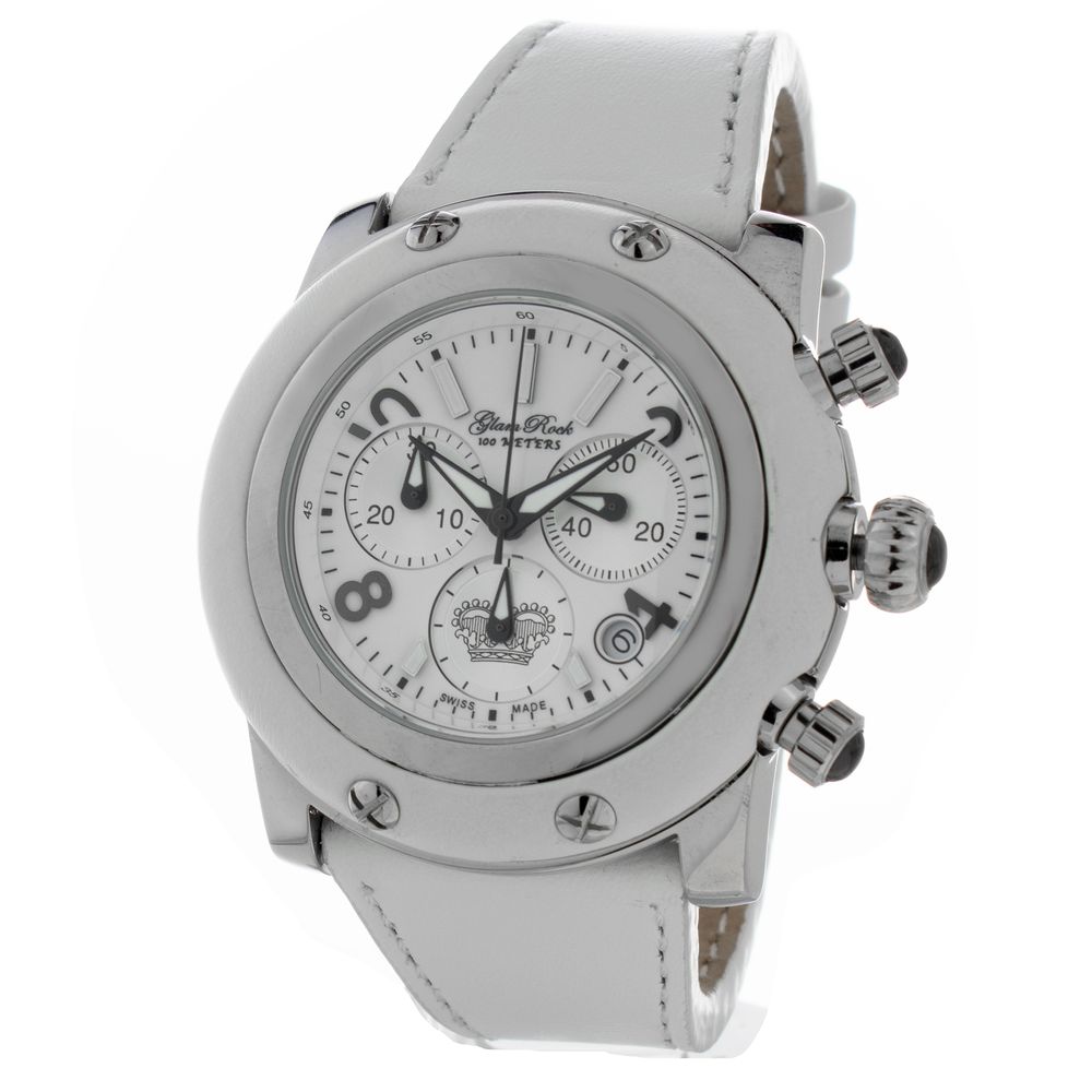 Black Leather Dress Watch, Glam Rock Damenuhr