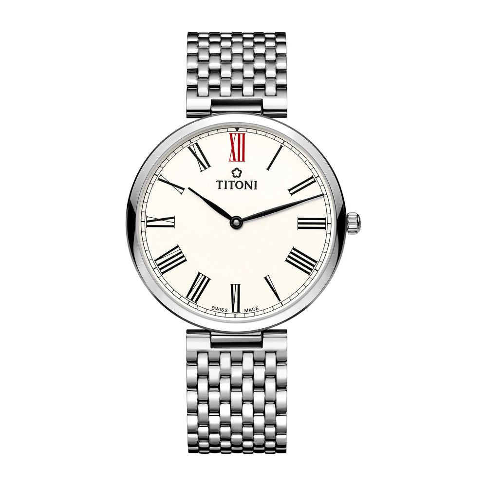 Gray Stainless Steel Dress Watch, Titoni Unisex
