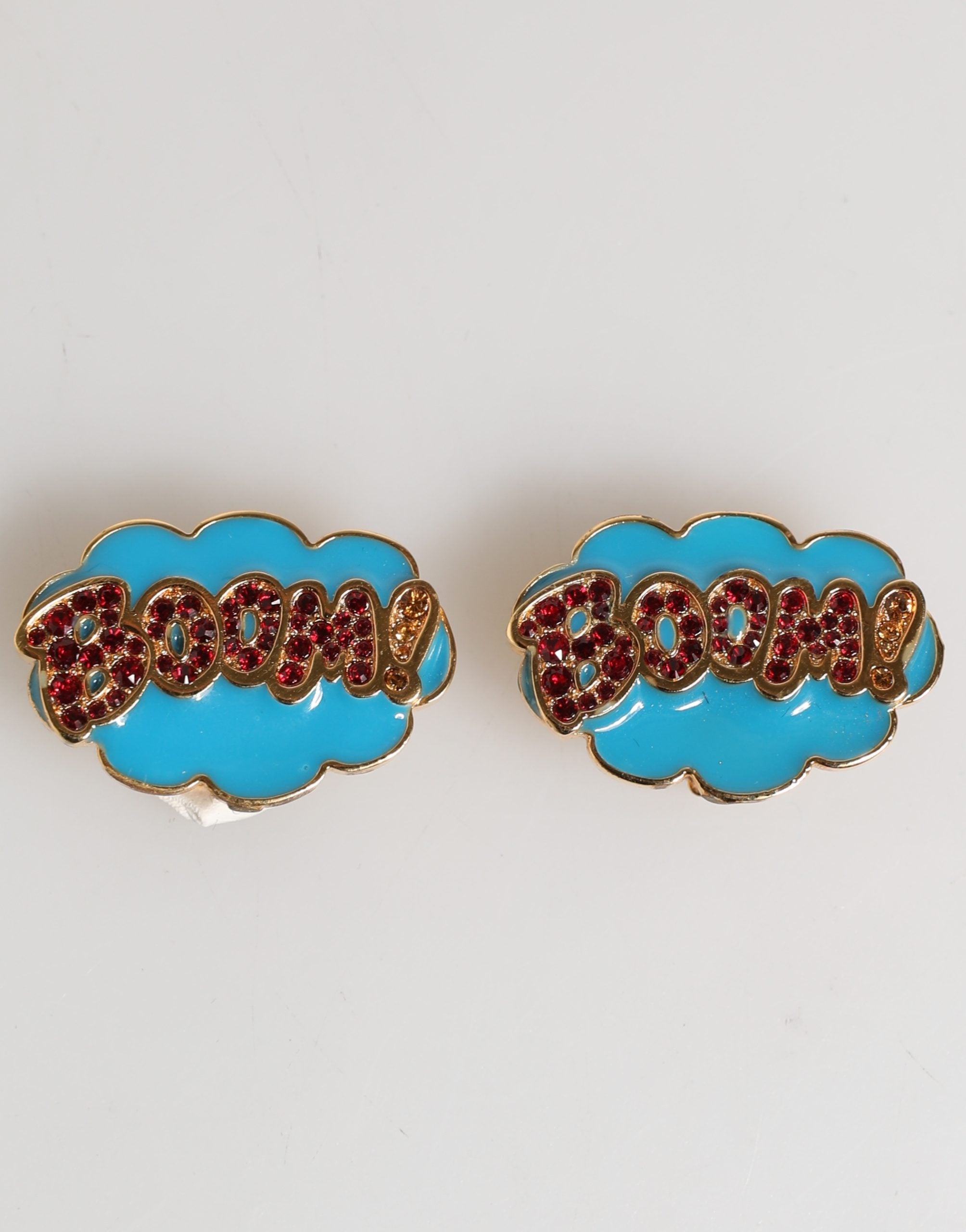 Gold Brass BOOM Cartoon Crystal Clip-On Women, Dolce & Gabbana