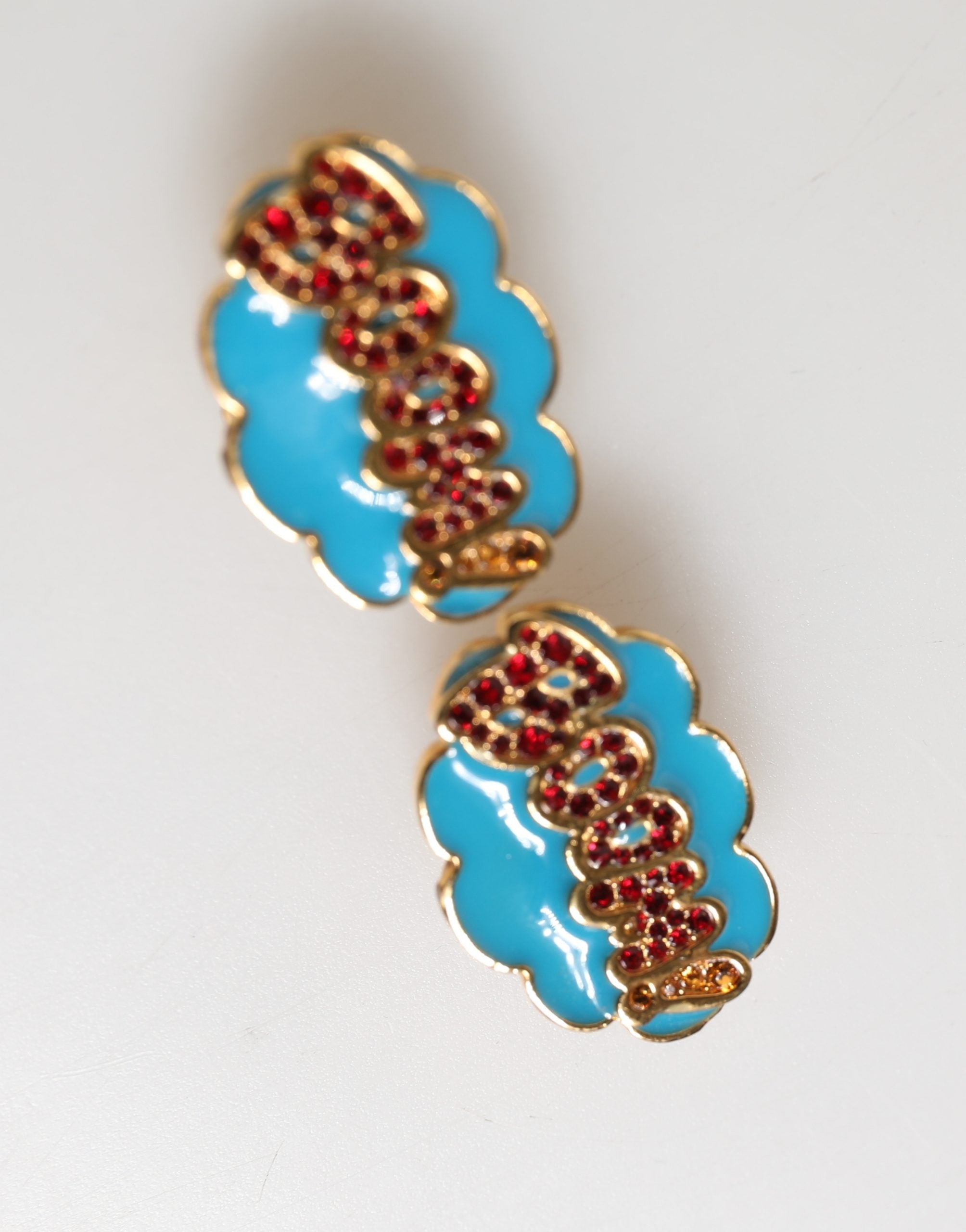Gold Brass BOOM Cartoon Crystal Clip-On Women, Dolce & Gabbana