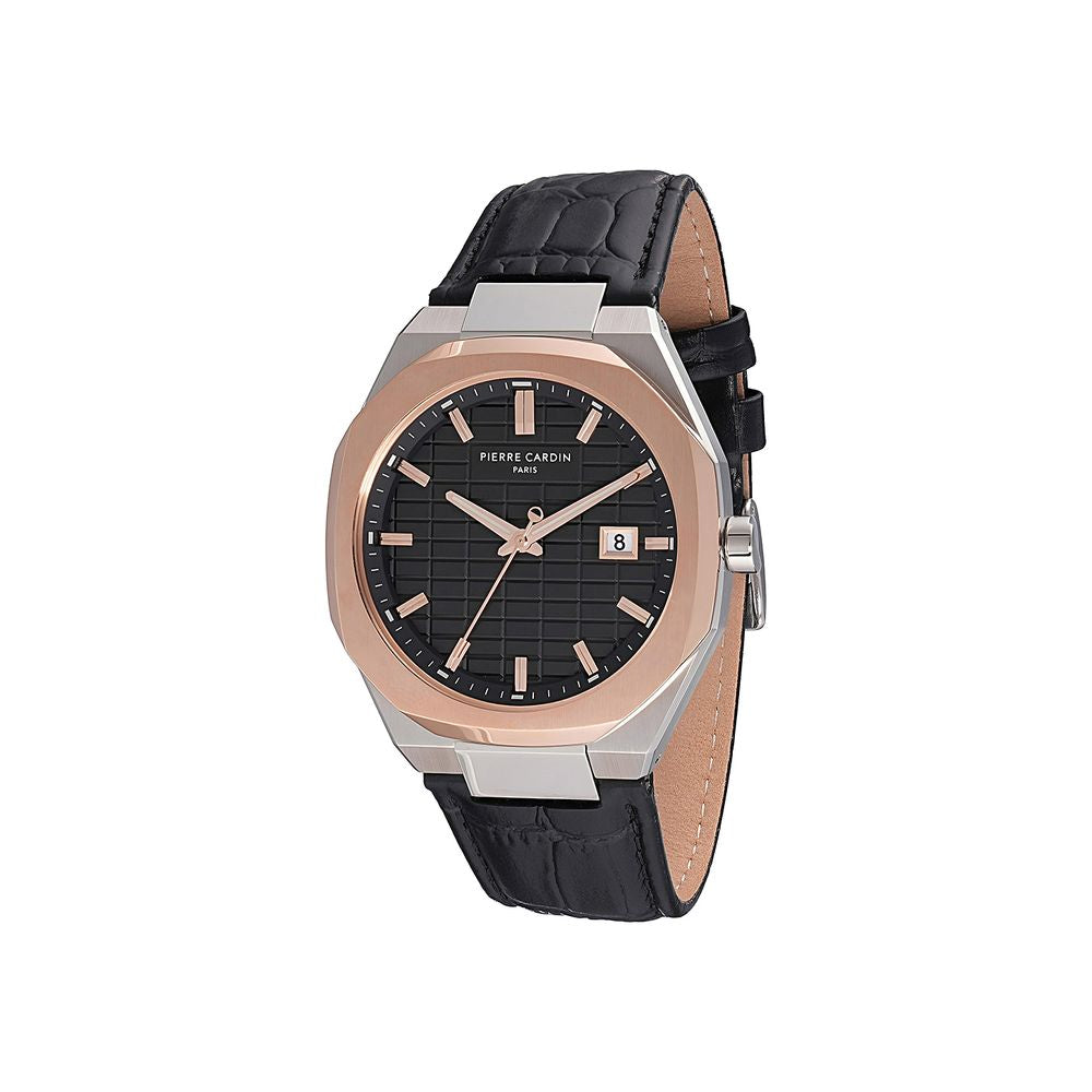 Black Leather Dress Watch, Pierre Cardin Damenuhr