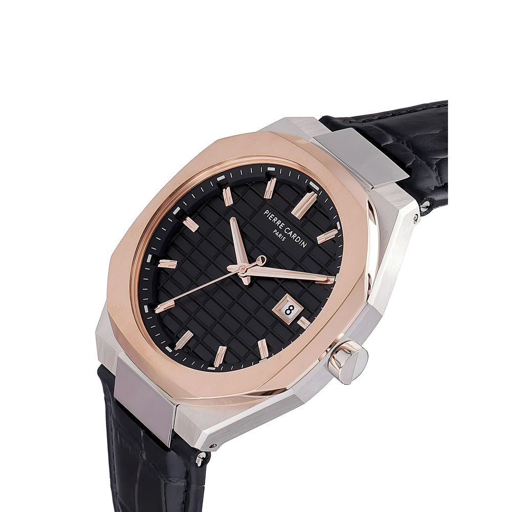 Black Leather Dress Watch, Pierre Cardin Damenuhr