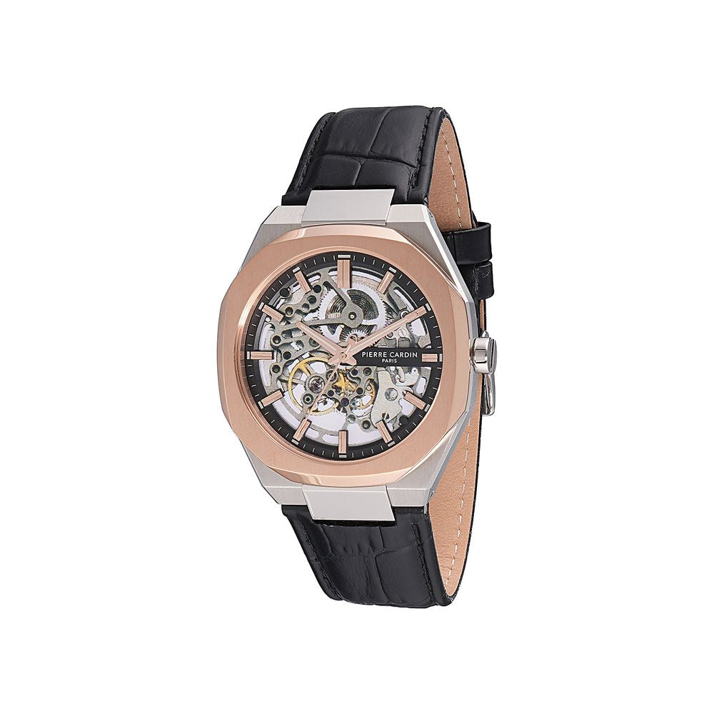 Black Leather Dress Watch, Pierre Cardin Damenuhr