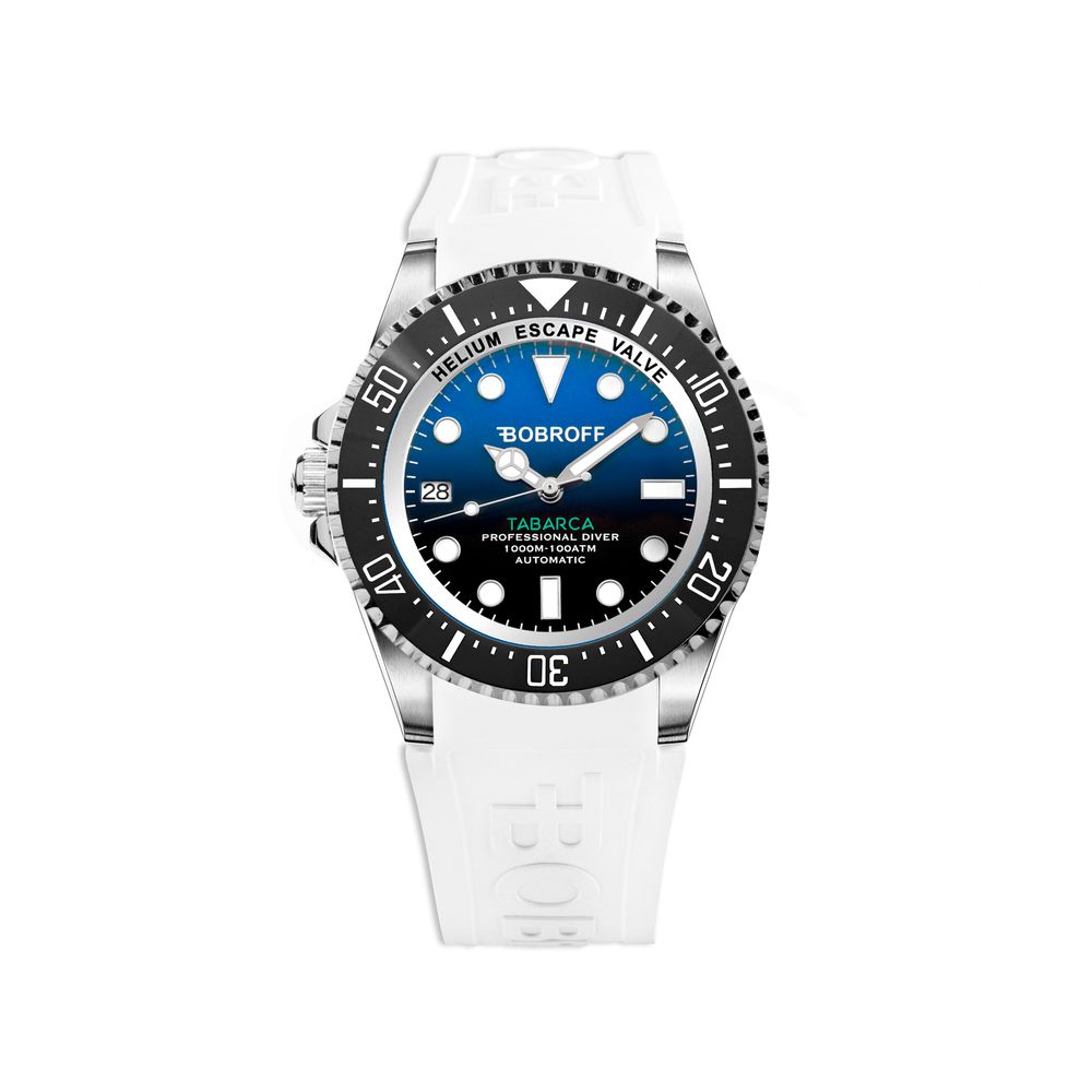White Rubber Sport Watch, Herrenuhr Bobroff