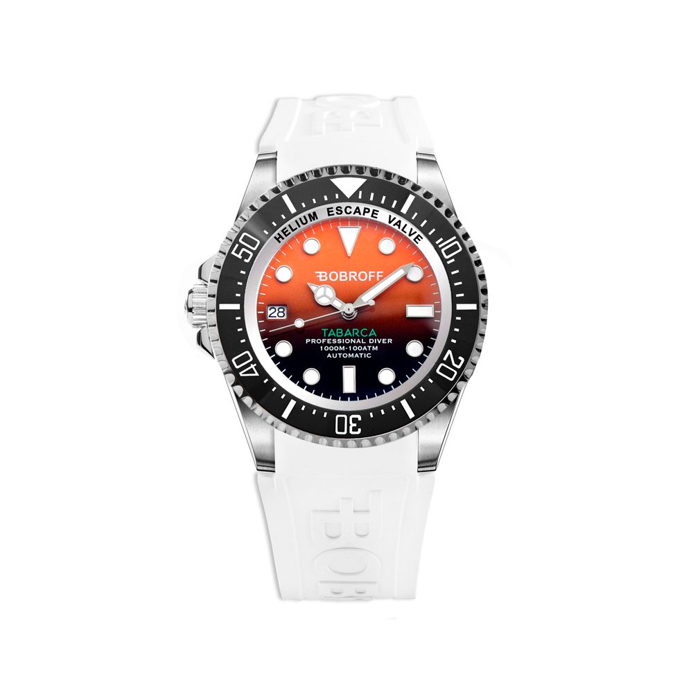 White Rubber Sport Watch, Herrenuhr Bobroff