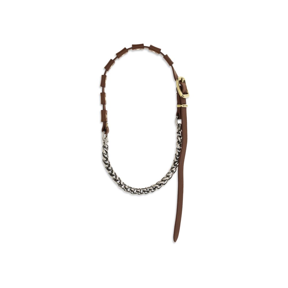 Brown Calf Leather Bos Taurus Necklace, Miu Miu