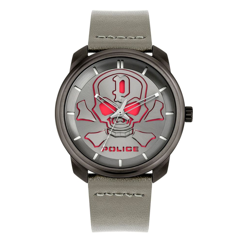 Gray Leather Dress Watch, Police Herrenuhr