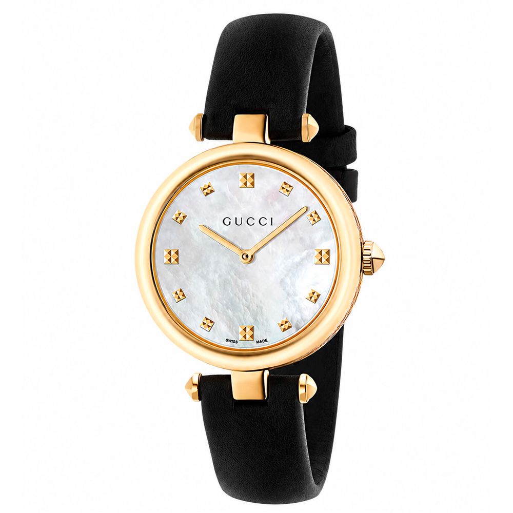 Black Leather Dress Watch, Damenuhr Gucci