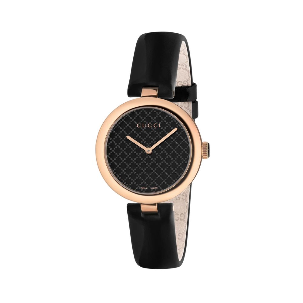 Black Leather Dress Watch, Damenuhr Gucci