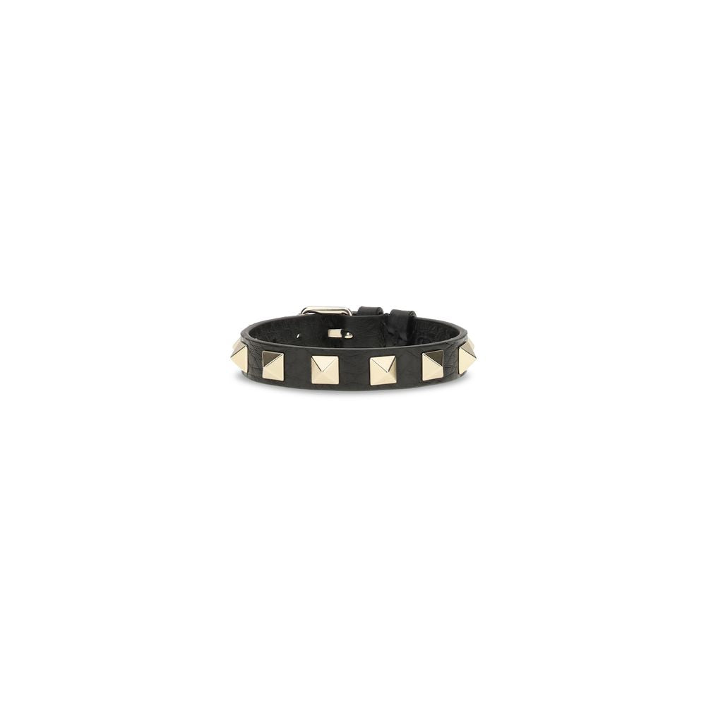 Black Calf Leather Bos Taurus Bracelet, Valentino Garavani