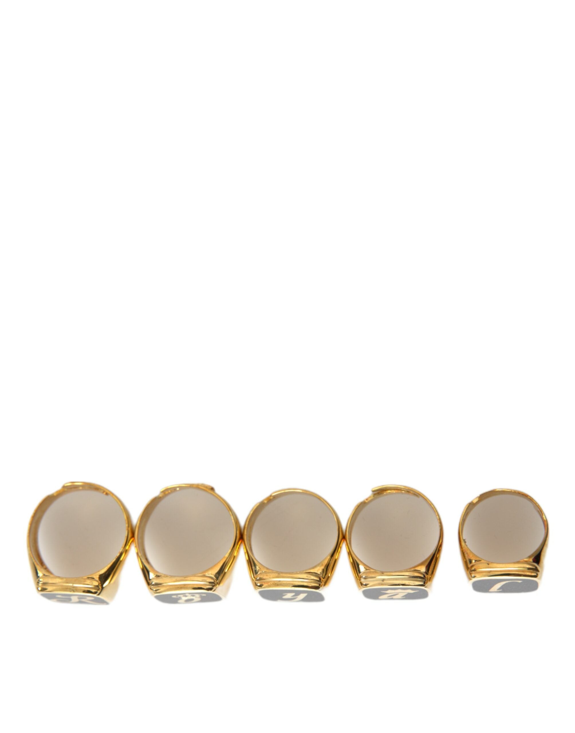 Gold Brass ROYAL Enamel Set of 5 Ring, Fingerring