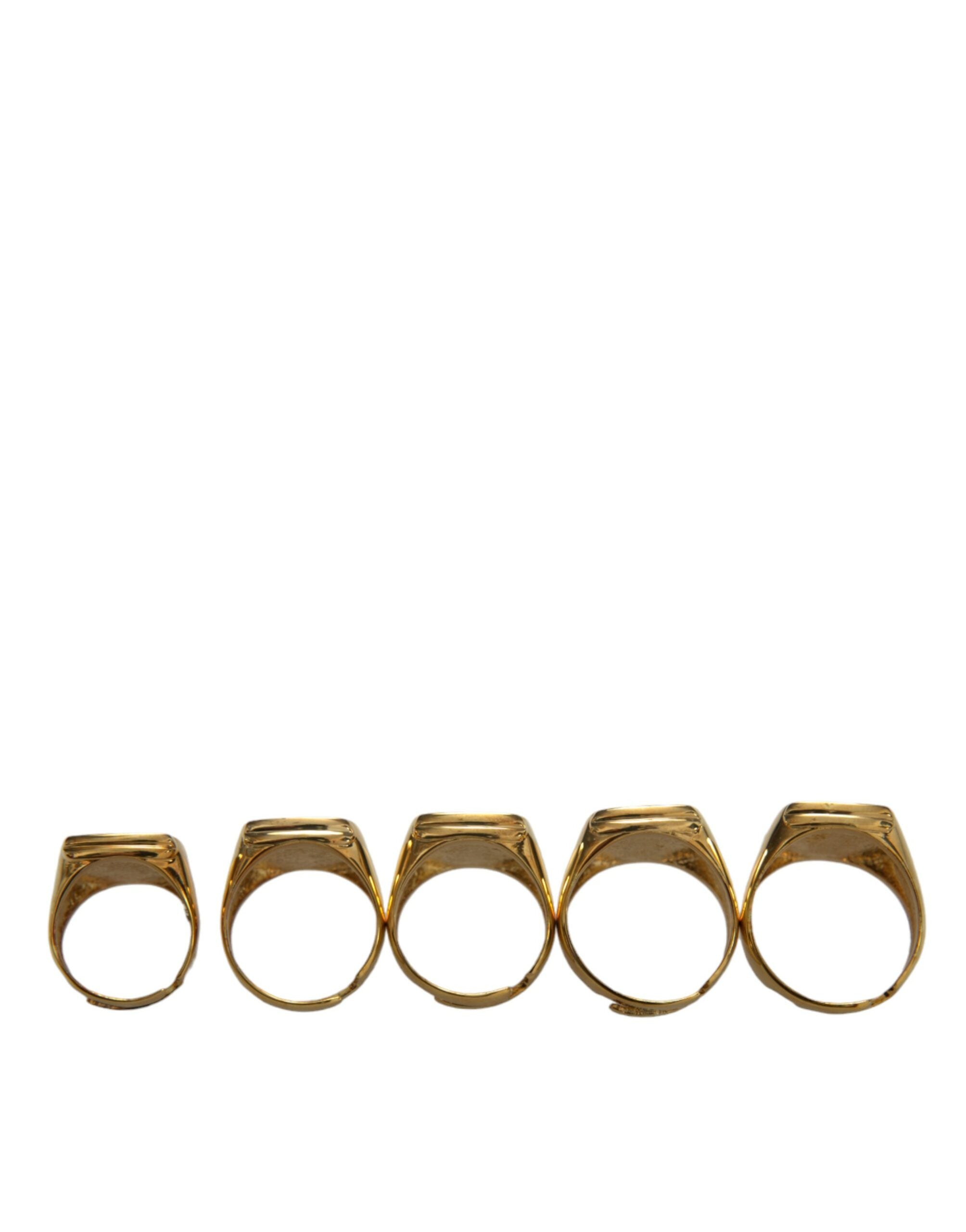 Gold Brass ROYAL Enamel Set of 5 Ring, Fingerring