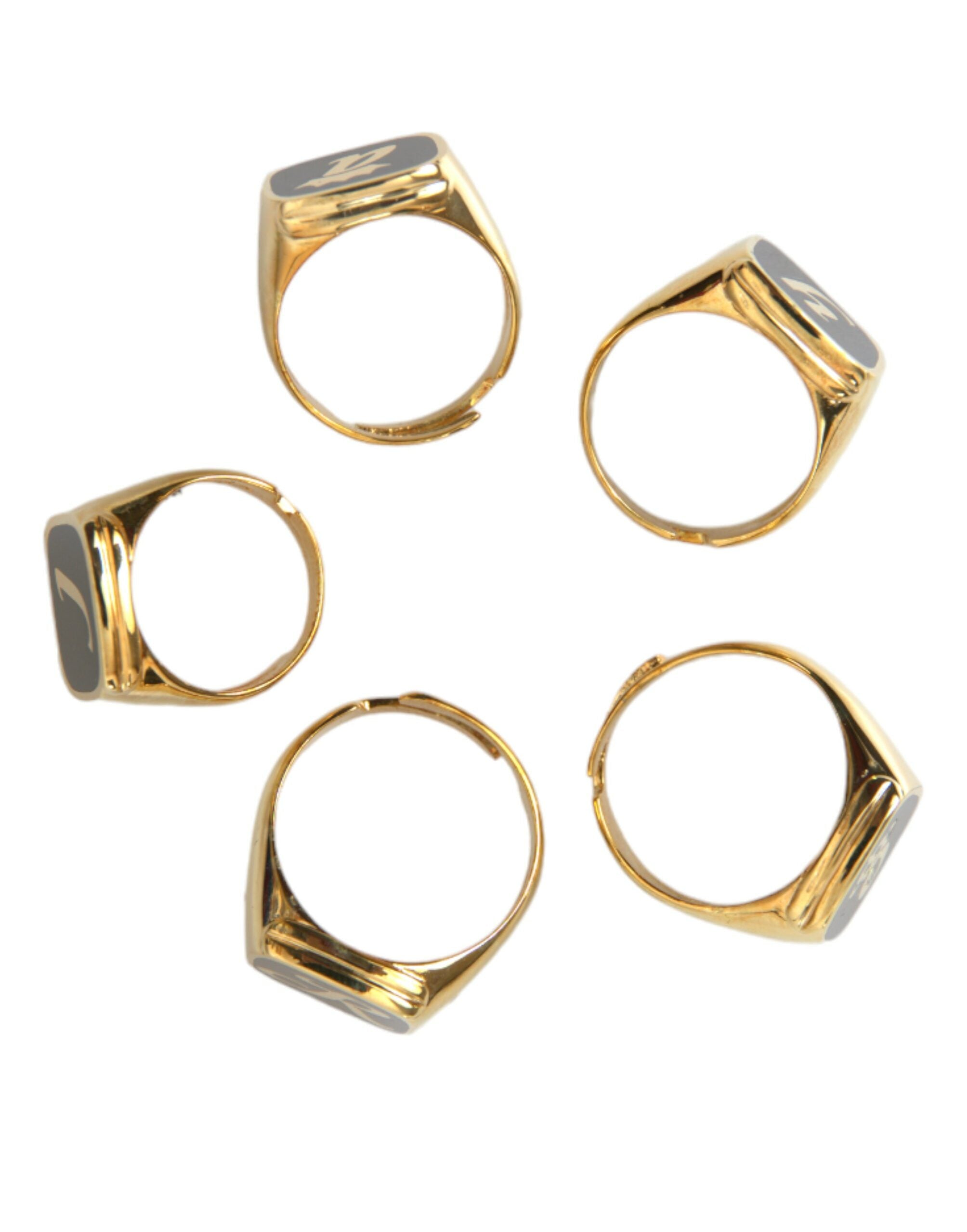 Gold Brass ROYAL Enamel Set of 5 Ring, Fingerring