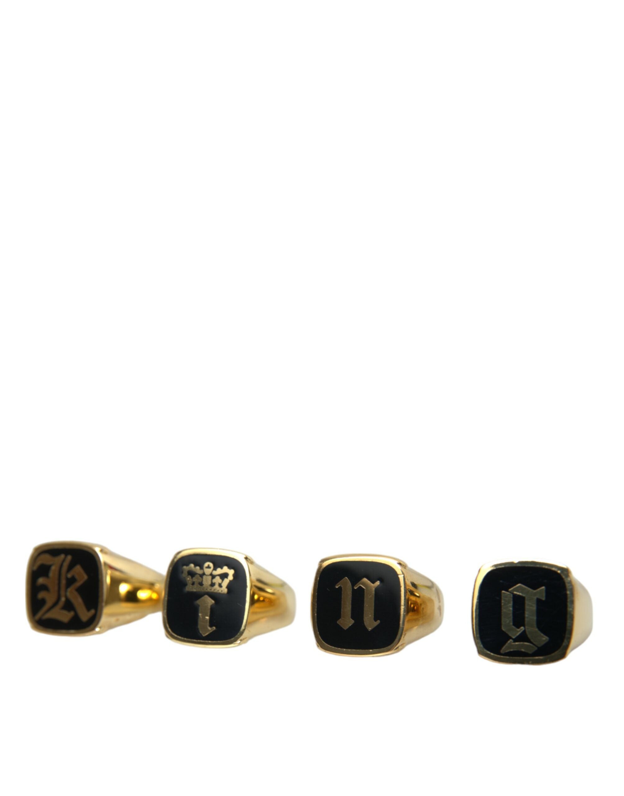 Gold Brass KING Enamel Set of 4 Ring, Fingerring