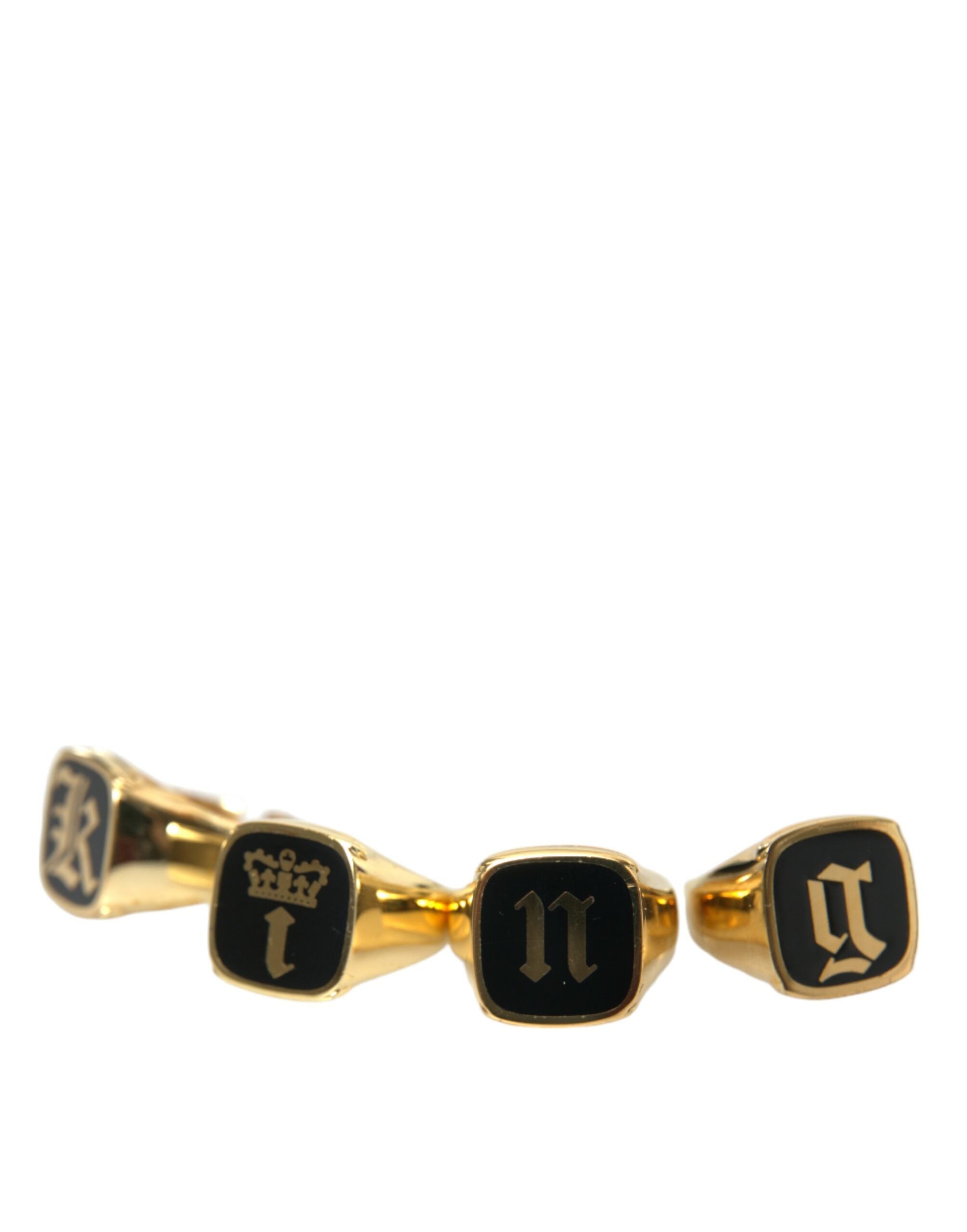 Gold Brass KING Enamel Set of 4 Ring, Fingerring