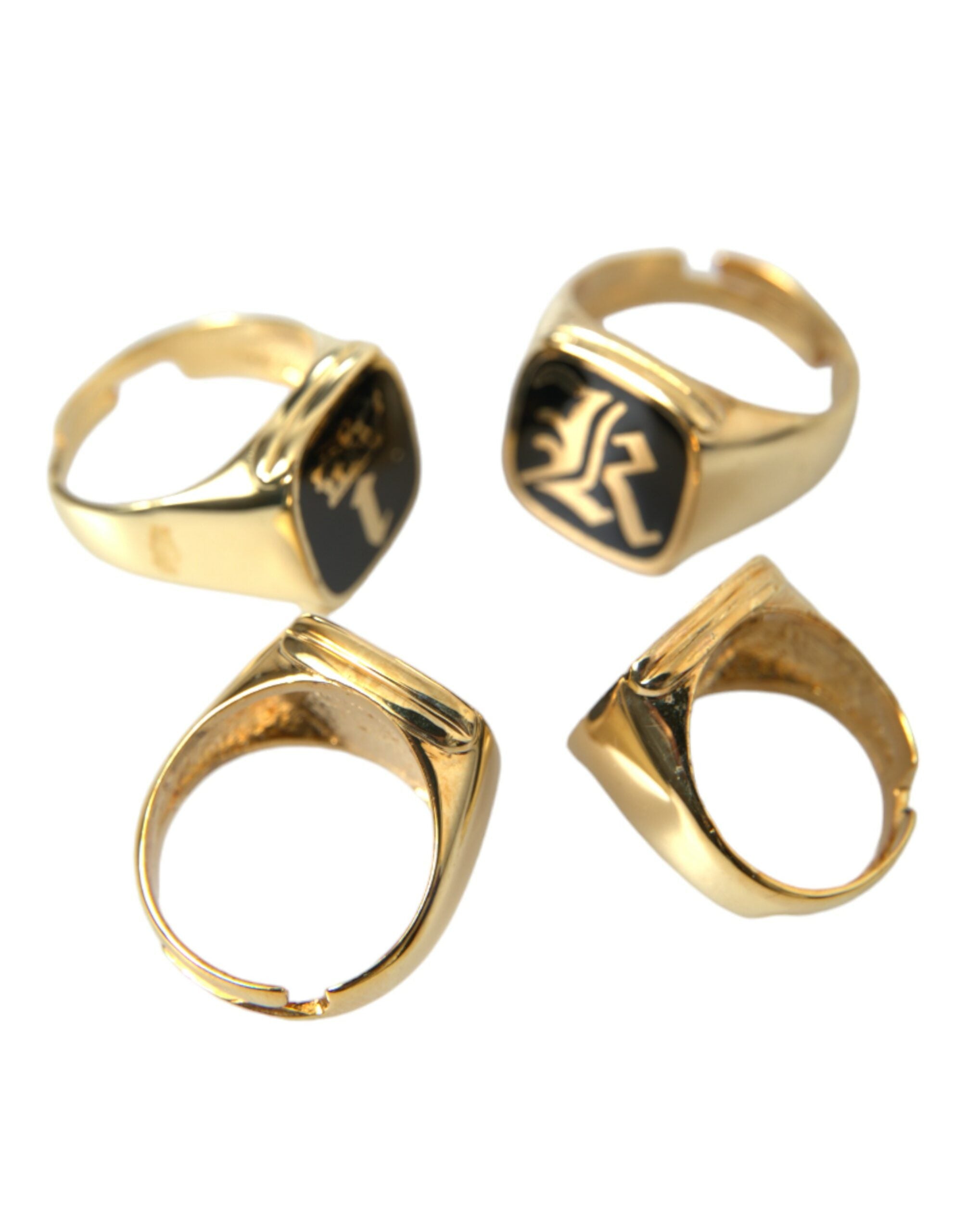 Gold Brass KING Enamel Set of 4 Ring, Fingerring