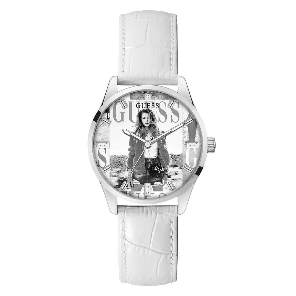 White Leather Dress Watch, Guess Damenuhr