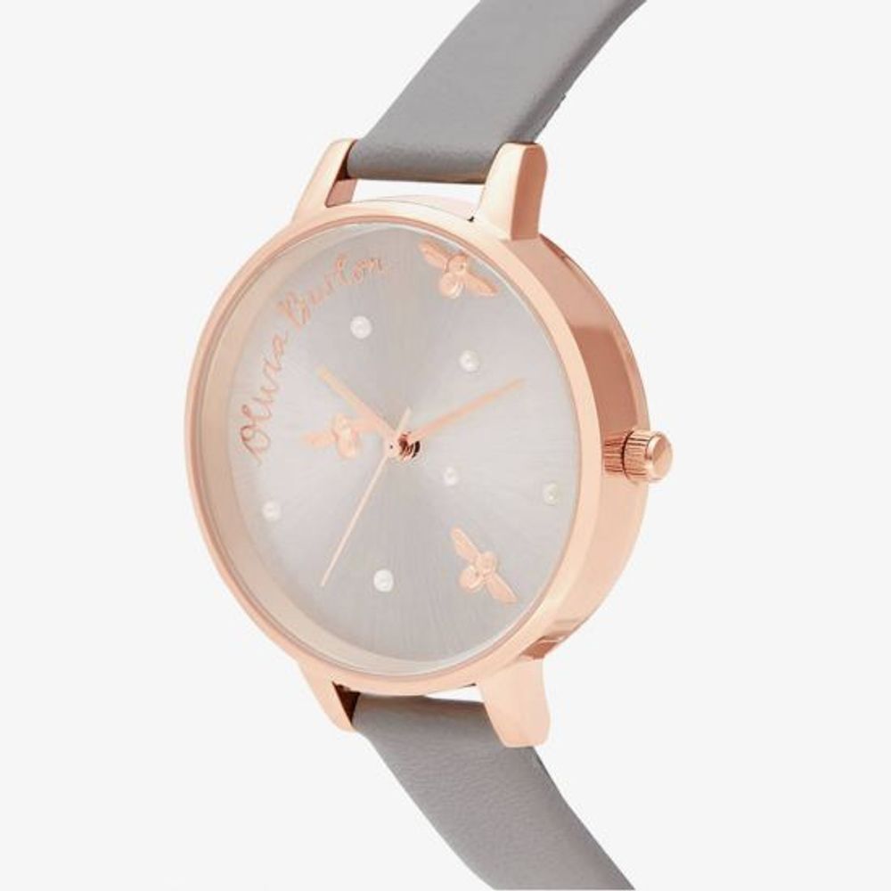 Gray Artificial Leather Dress Watch, Olivia Burton Damenuhr
