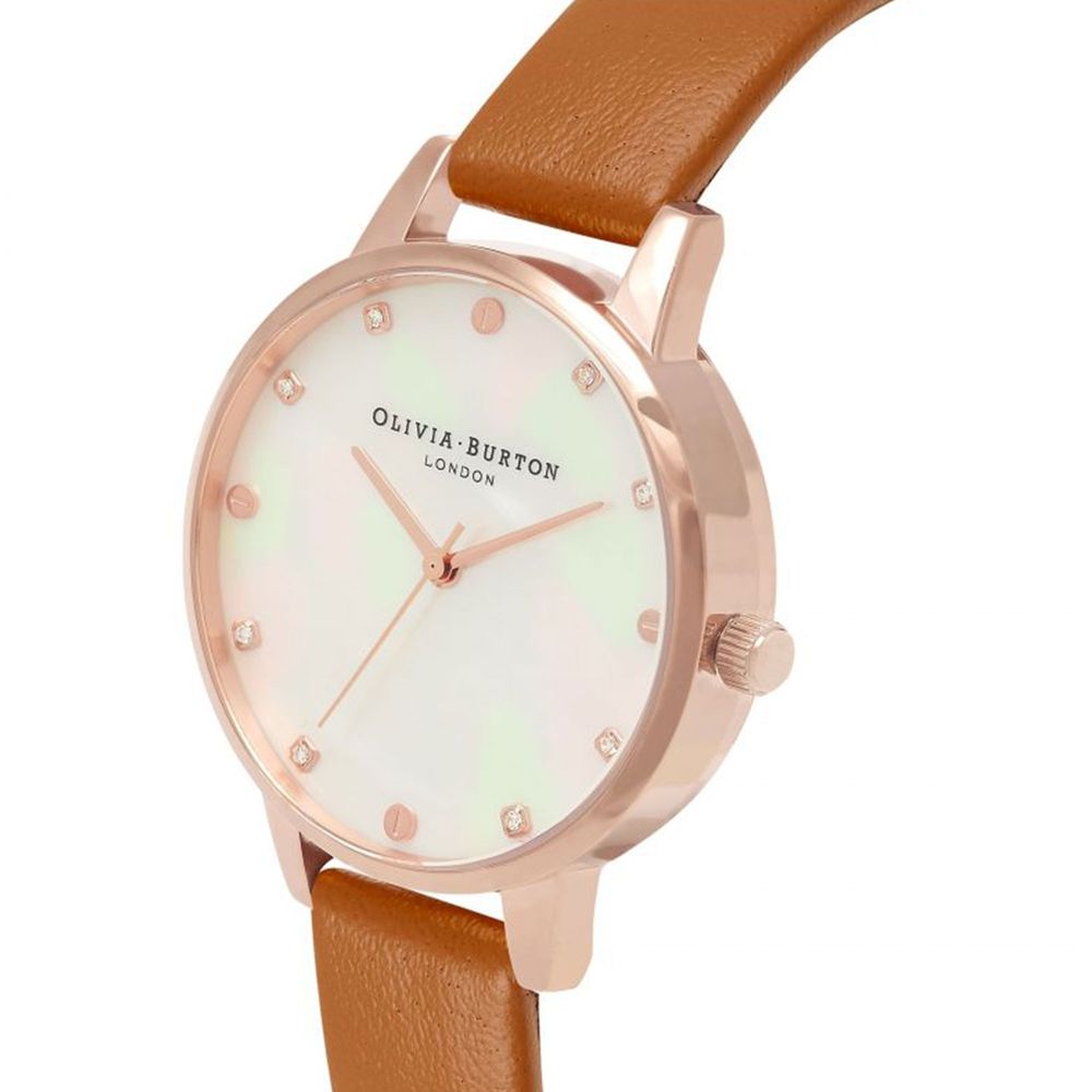 Brown Artificial Leather Dress Watch, Olivia Burton Damenuhr