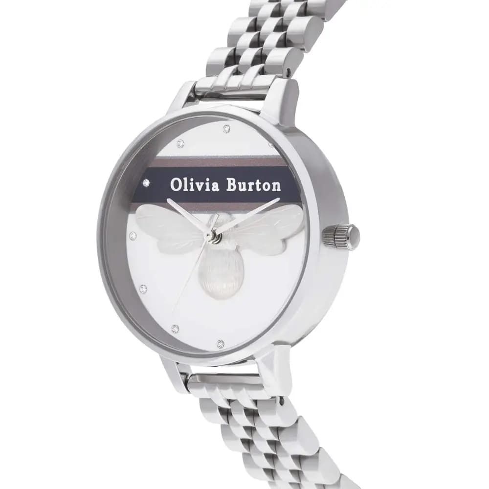 Silver Stainless Steel Dress Watch, Olivia Burton Damenuhr