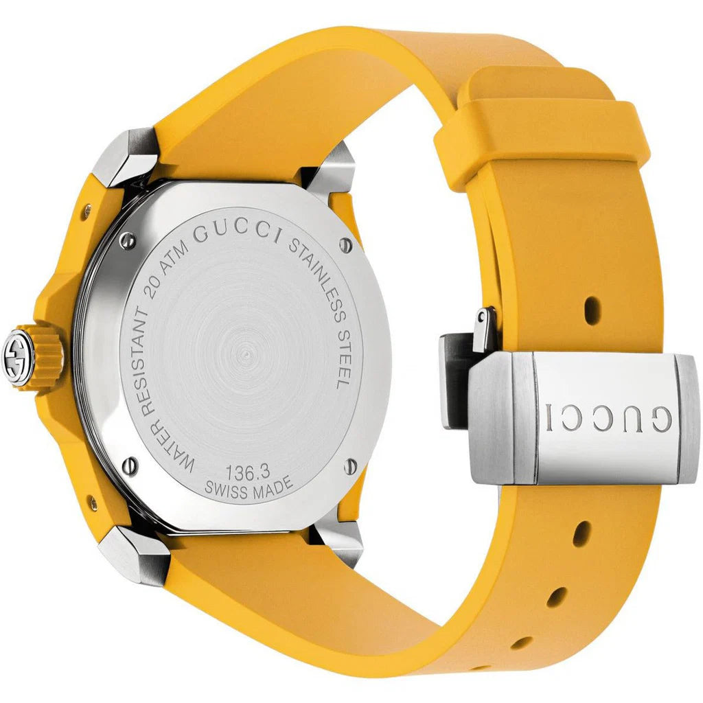 Gucci Dive Tiger – Gelbes Zifferblatt – Gelbes Kautschukarmband – Uhr für Herren – YA136317, Herrenuhr