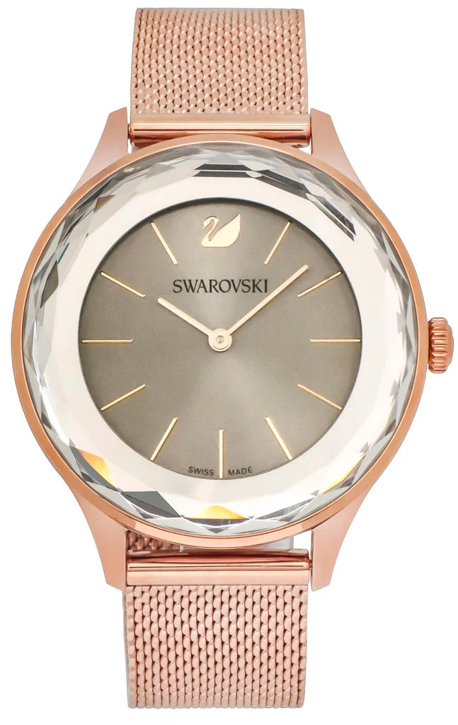 Swarovski Octea Nova Damenuhr mit grauem Zifferblatt und goldenem Mesh-Armband - 5451634