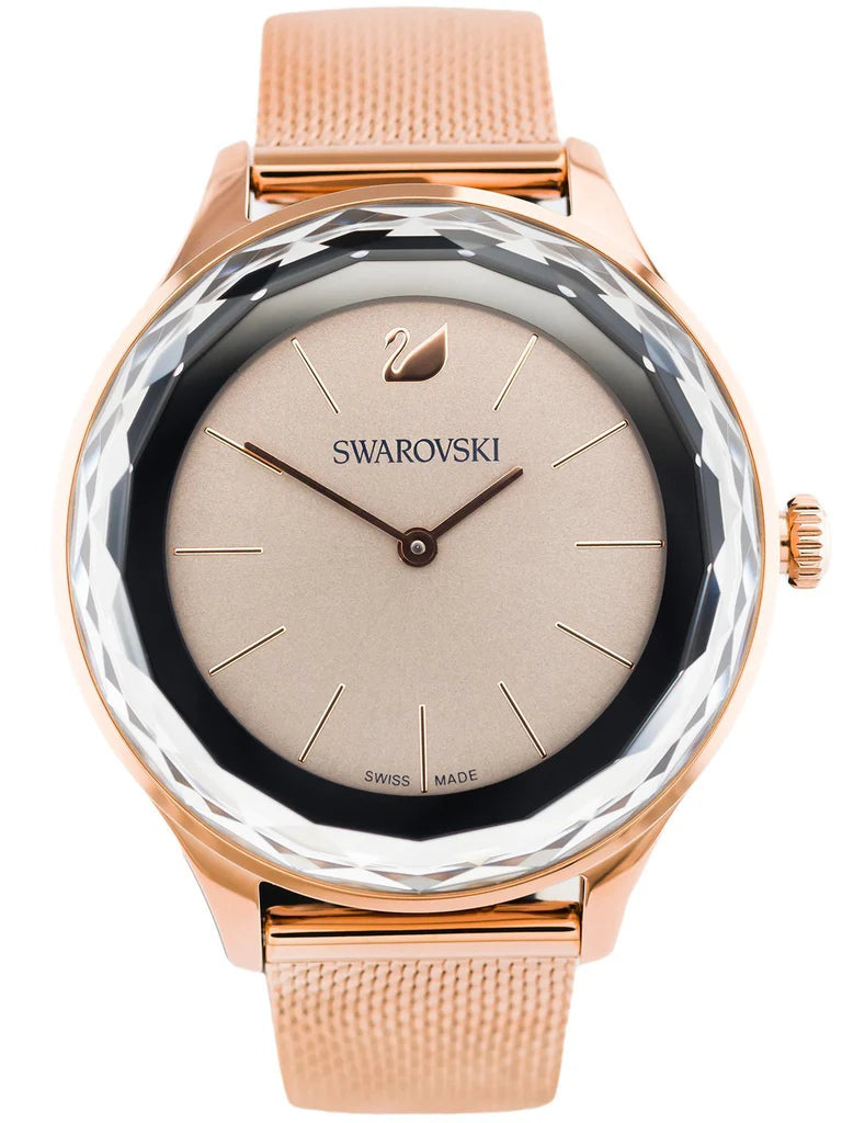 Swarovski Octea Nova Damenuhr mit grauem Zifferblatt und goldenem Mesh-Armband - 5451634