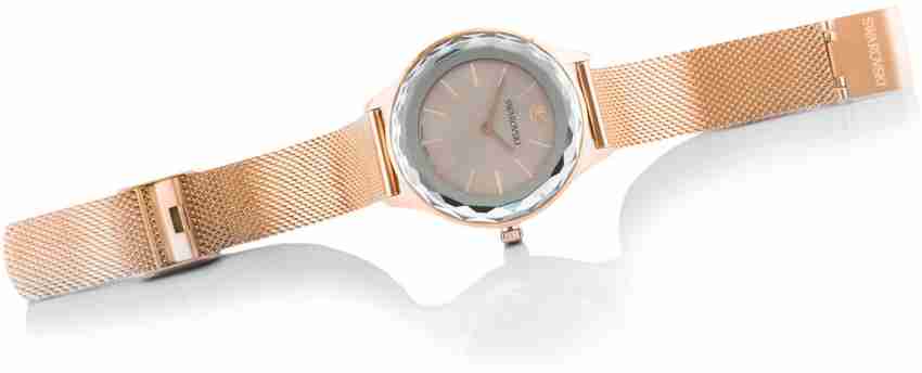Swarovski Octea Nova Damenuhr mit grauem Zifferblatt und goldenem Mesh-Armband - 5451634