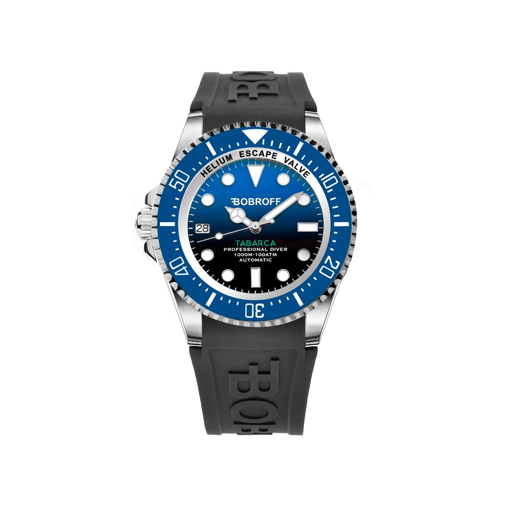 Black Rubber Sport Watch, Herrenuhr Bobroff
