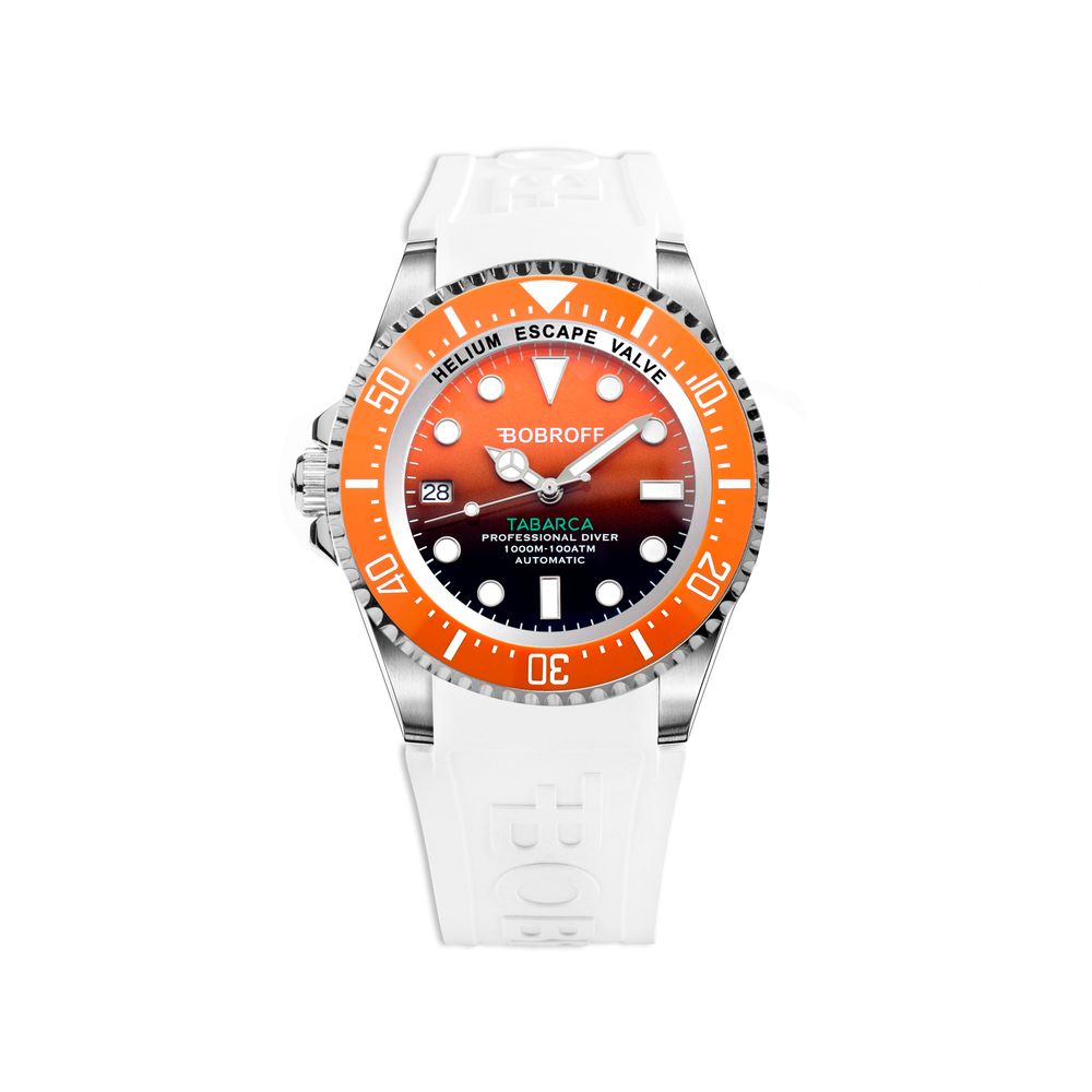 White Rubber Sport Watch, Herrenuhr Bobroff