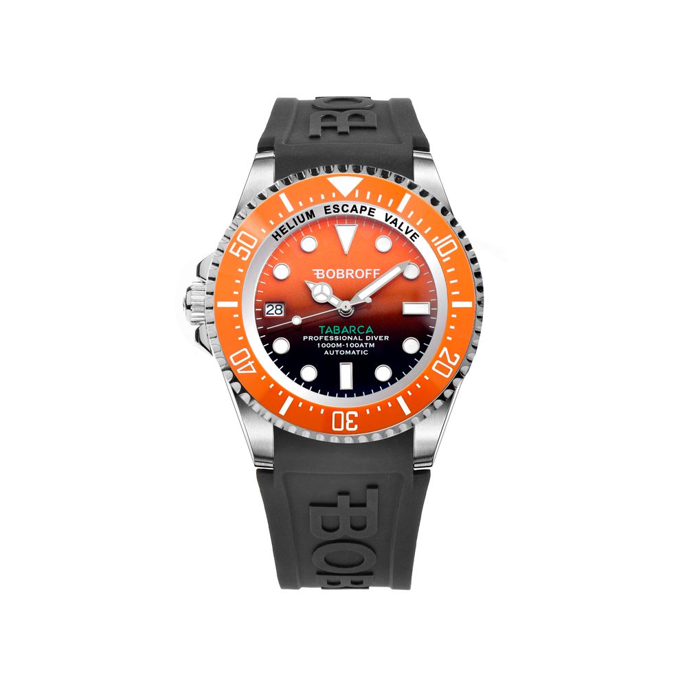 Black Rubber Sport Watch, Herrenuhr Bobroff
