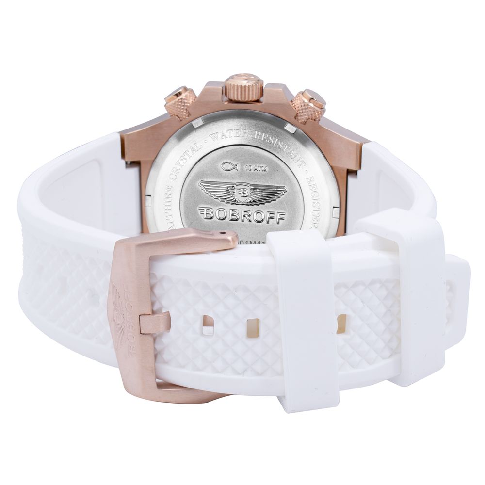 White Rubber Bracelet Watch, Herrenuhr Bobroff, UNISEX