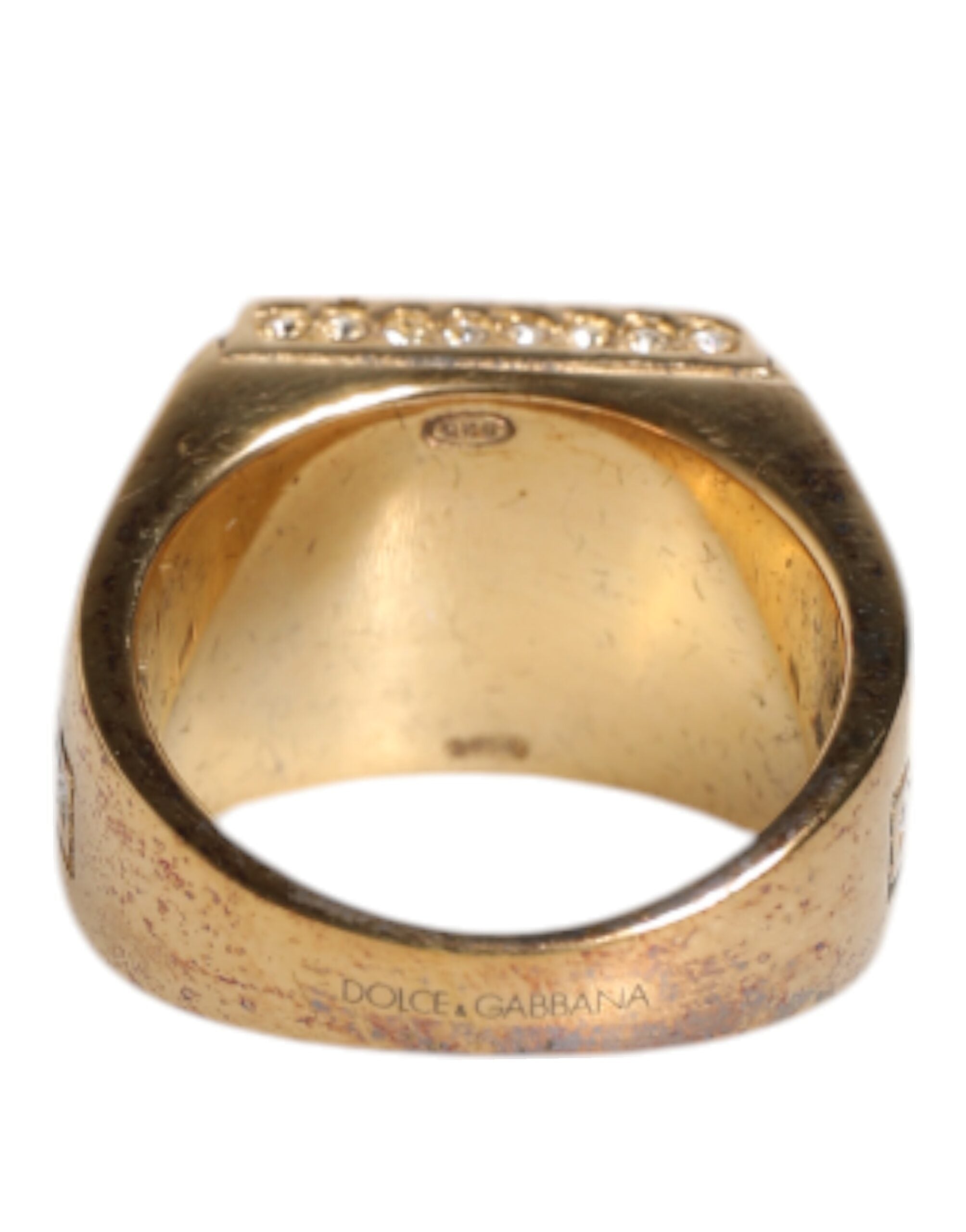 Gold Tone Sterling Silver 925 Crystals Ring, Fingerring