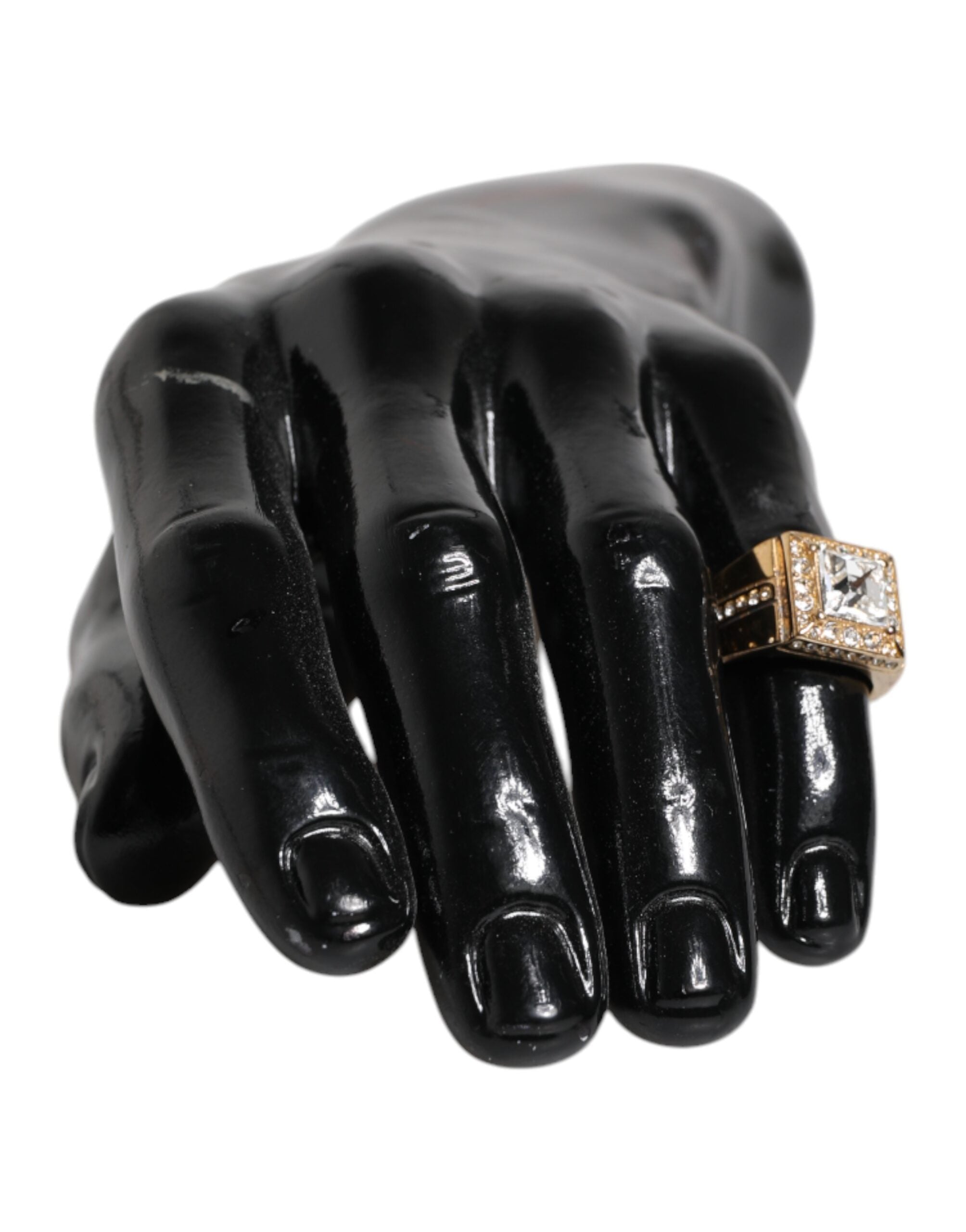 Gold Tone Sterling Silver 925 Crystals Ring, Fingerring