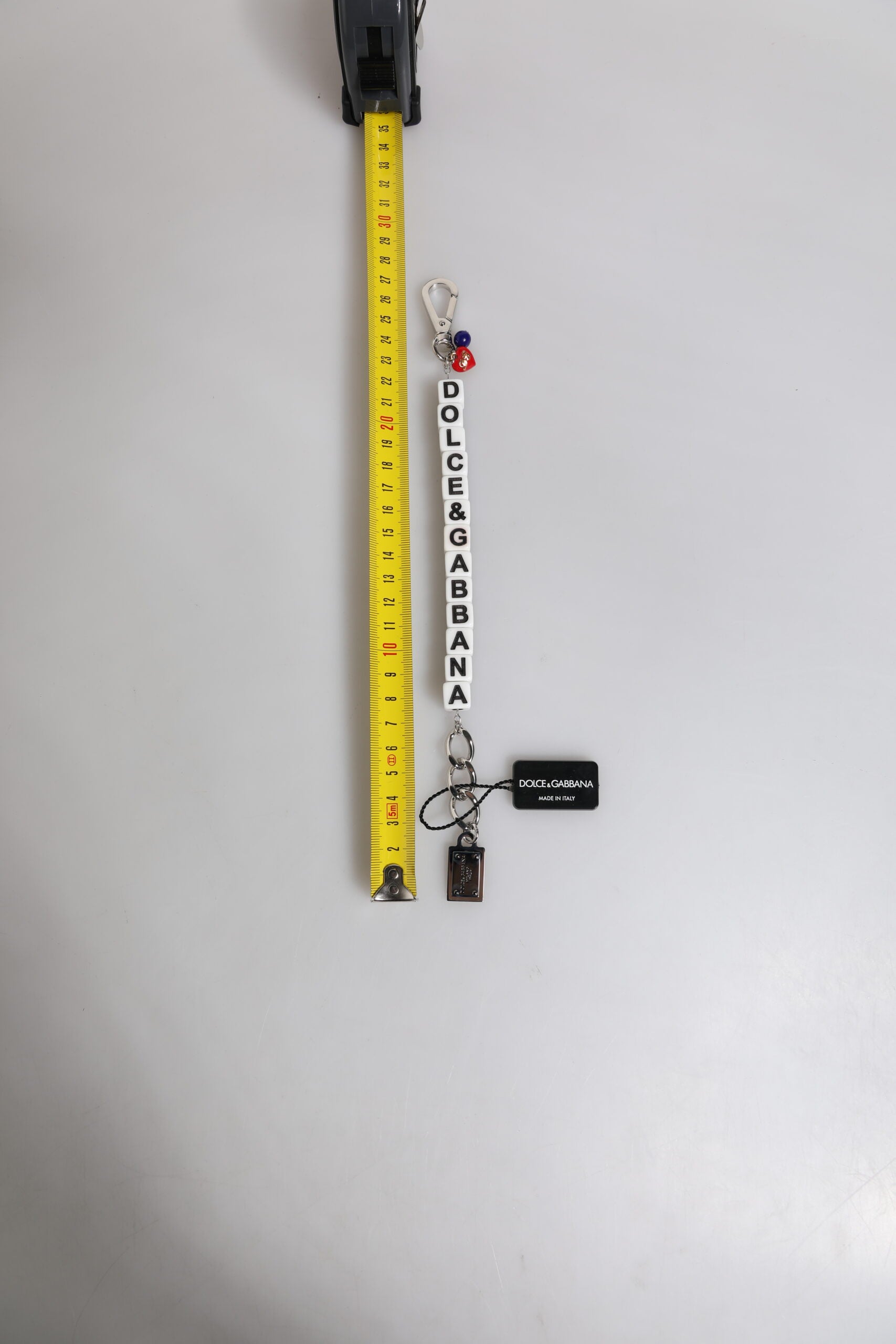 Silver Brass Chain Dice Logo Embellished Charm Bracelet, Dolce & Gabbana
