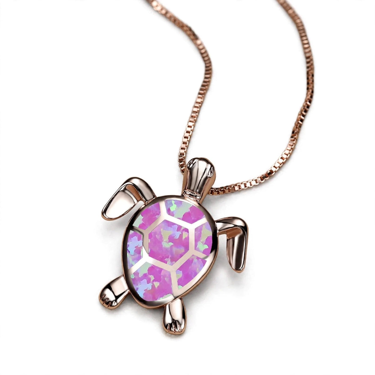 Elli - Niedliche Kleine Schildkröte Kette mit Anhänger   - Halskette,  Kette Lilli-G, rosefarbene Kette