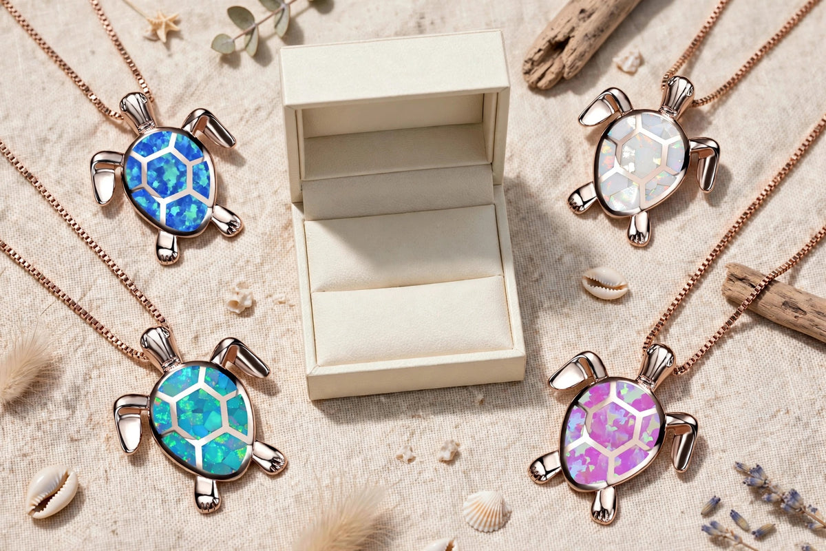 Elli - Niedliche Kleine Schildkröte Kette mit Anhänger   - Halskette,  Kette Lilli-G, rosefarbene Kette