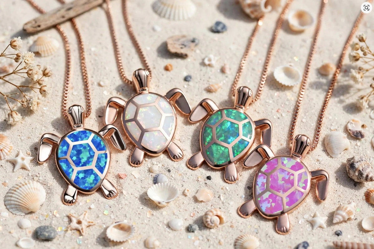Elli - Niedliche Kleine Schildkröte Kette mit Anhänger   - Halskette,  Kette Lilli-G, rosefarbene Kette