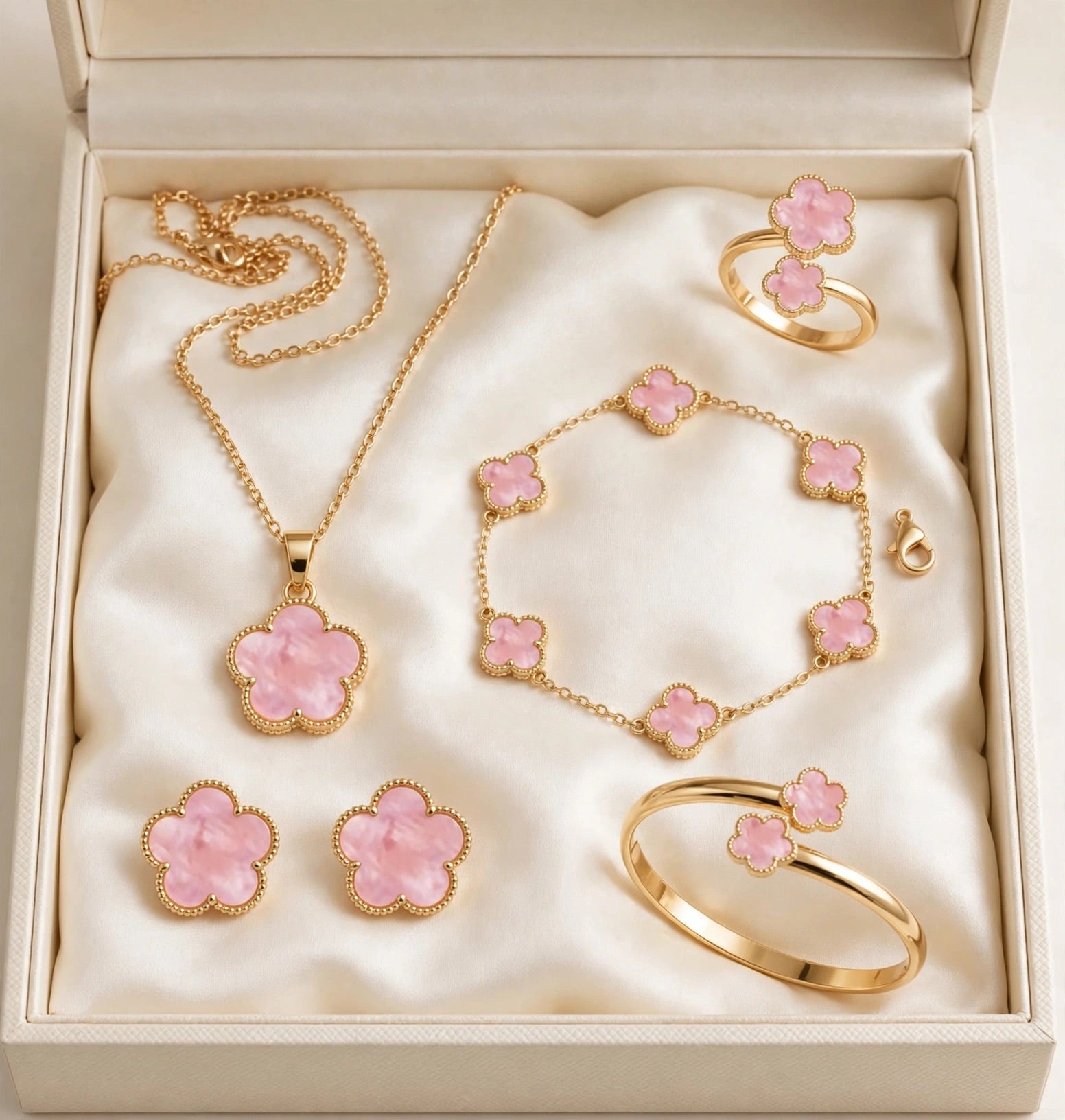 Flower Power - 5-teiliges Schmuckset in verschiedenen Farben