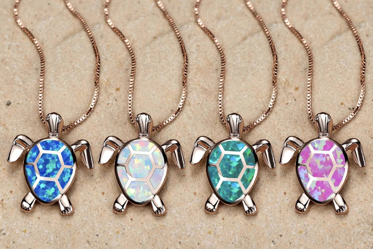 Elli - Niedliche Kleine Schildkröte Kette mit Anhänger   - Halskette,  Kette Lilli-G, rosefarbene Kette