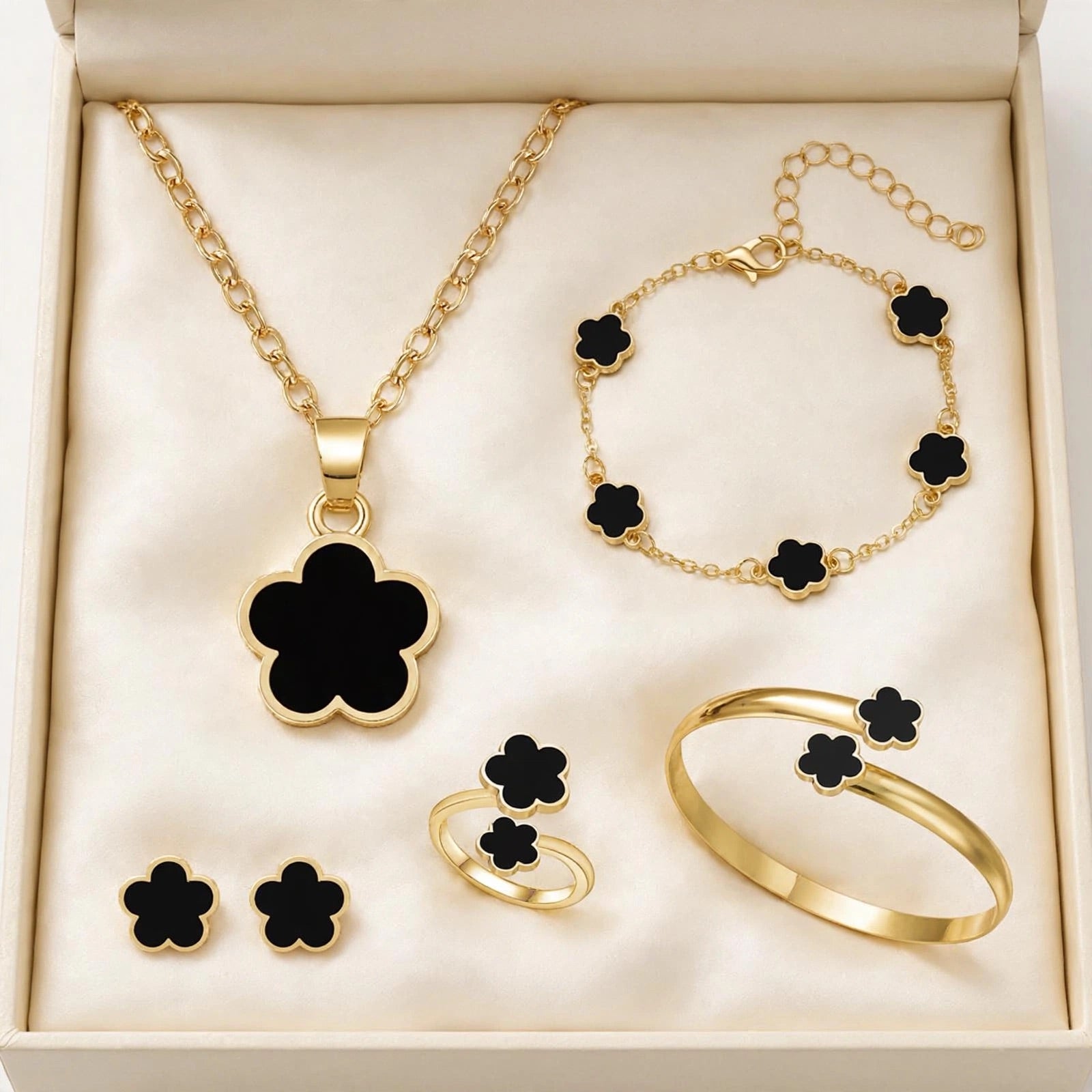 Flower Power - 5-teiliges Schmuckset in verschiedenen Farben