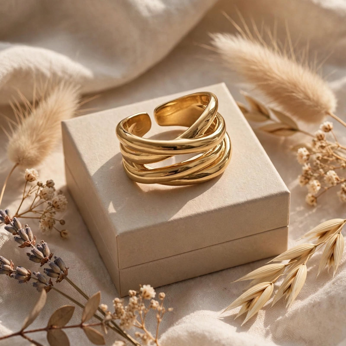 Wirefire - Breiter Flecht-Ring , 925 Silber, in Silber und Goldlook, Größenvariabel