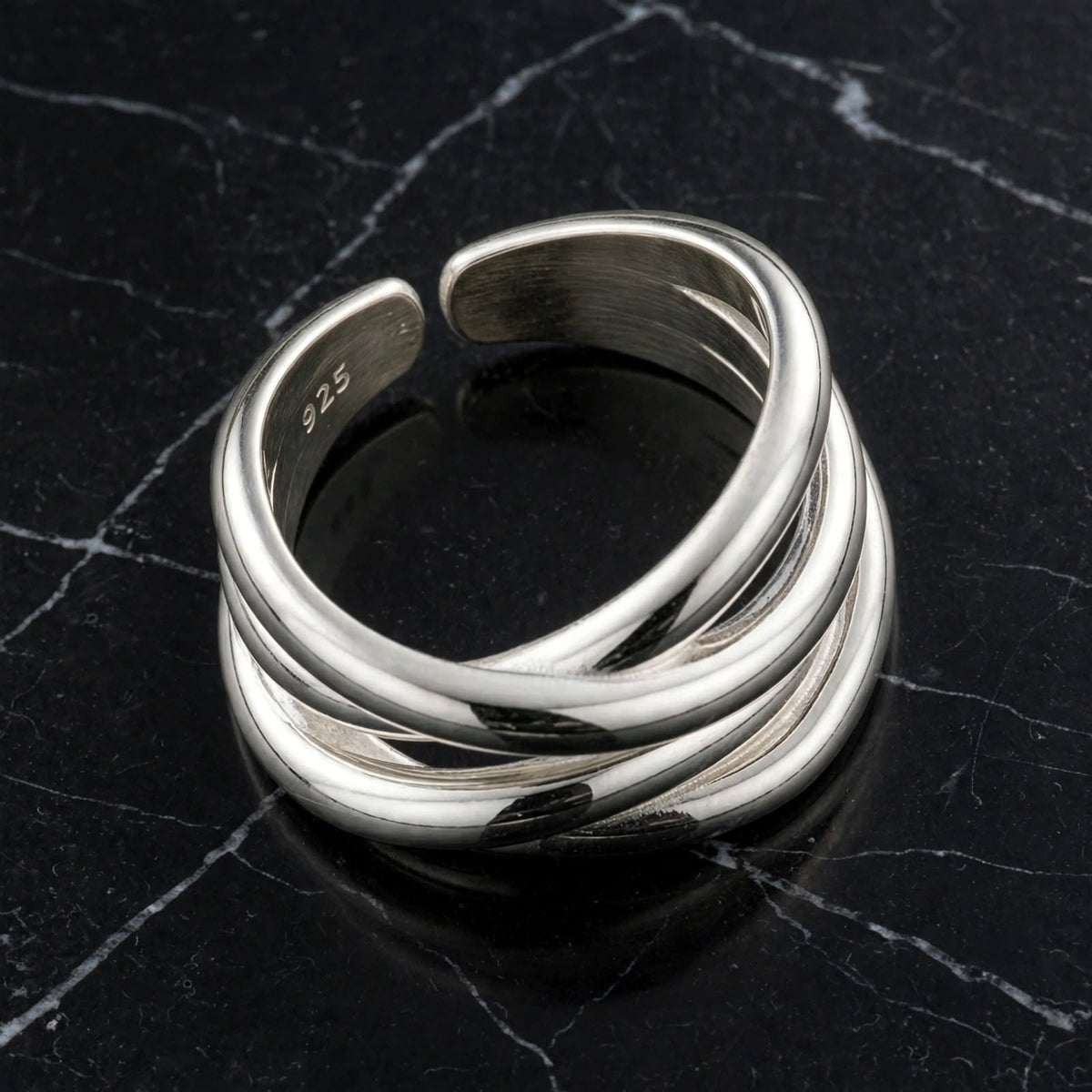 Wirefire - Breiter Flecht-Ring , 925 Silber, in Silber und Goldlook, Größenvariabel