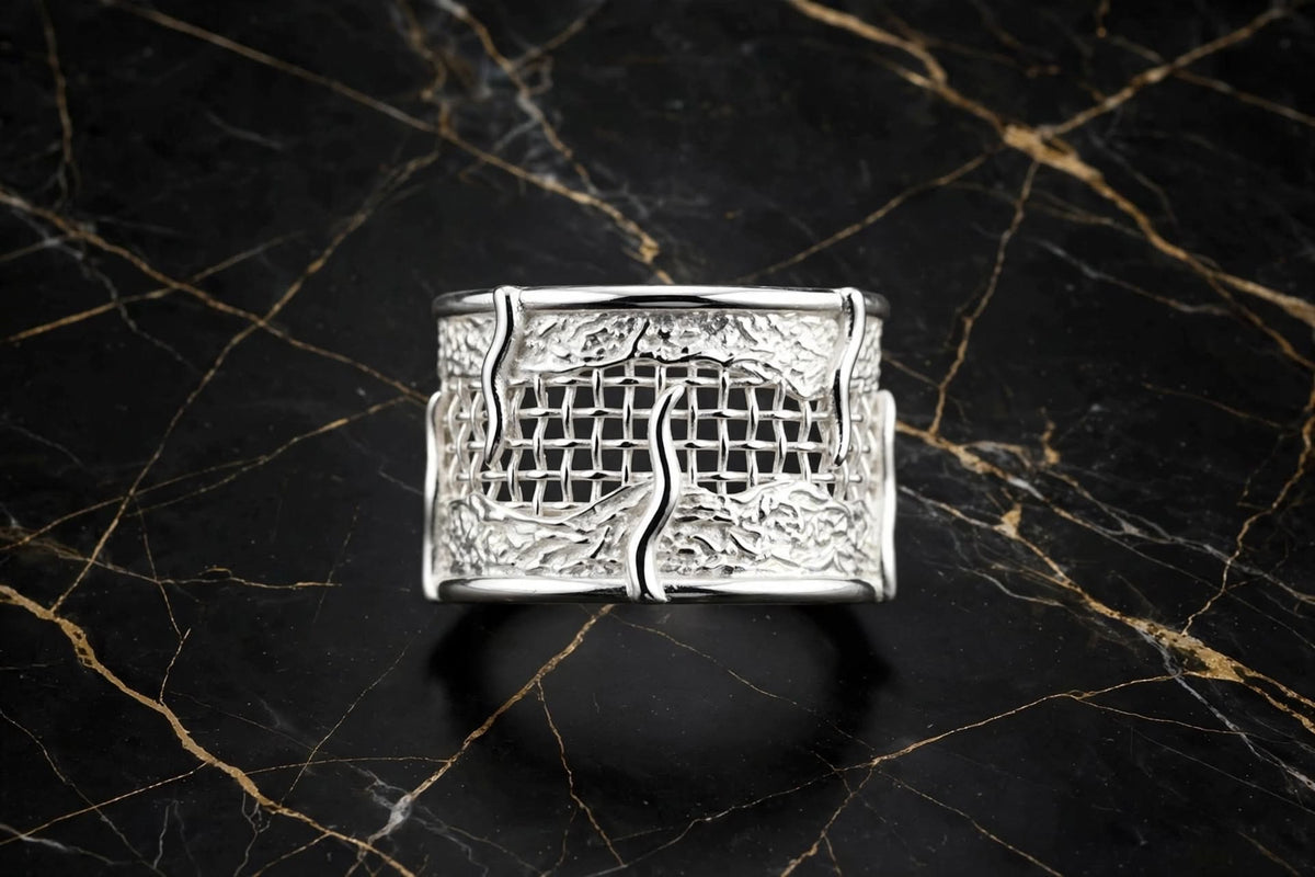 Zeldaea - Breiter Flecht-Ring , 925 Silbe, Silberring verstellbar | größenverstellbarer Damenring