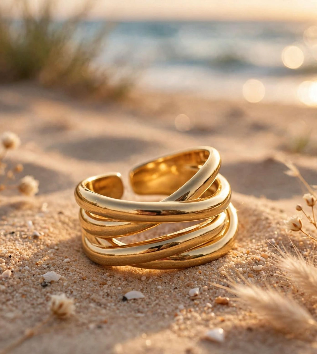Wirefire - Breiter Flecht-Ring , 925 Silber, in Silber und Goldlook, Größenvariabel