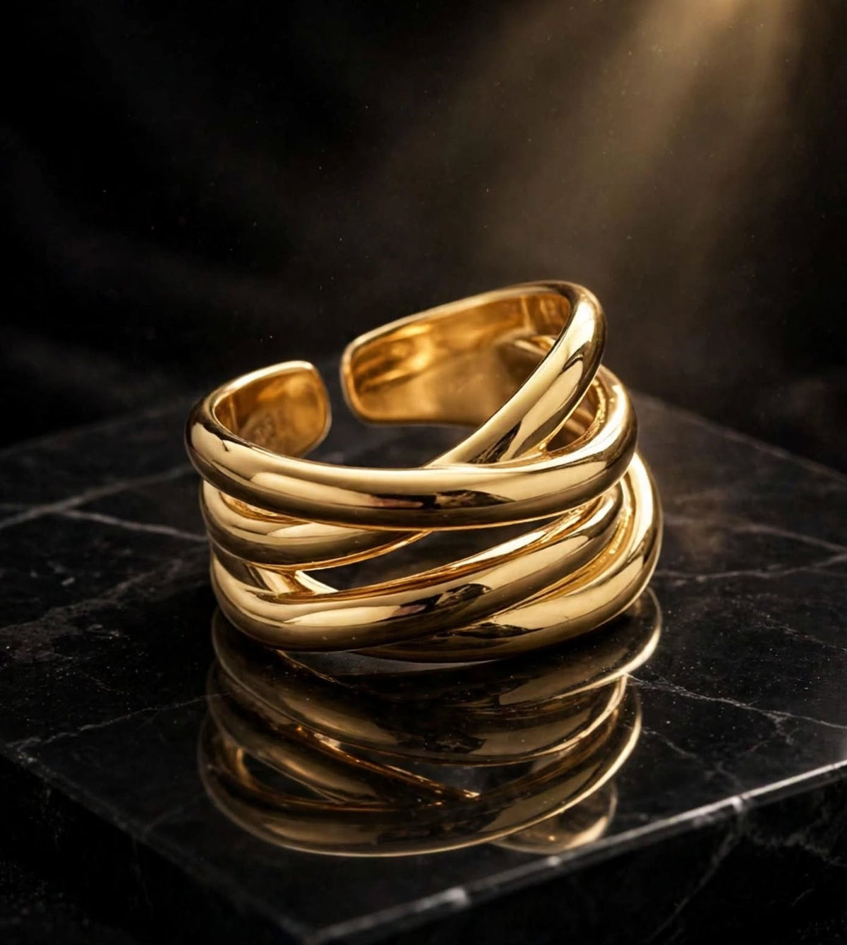 Wirefire - Breiter Flecht-Ring , 925 Silber, in Silber und Goldlook, Größenvariabel