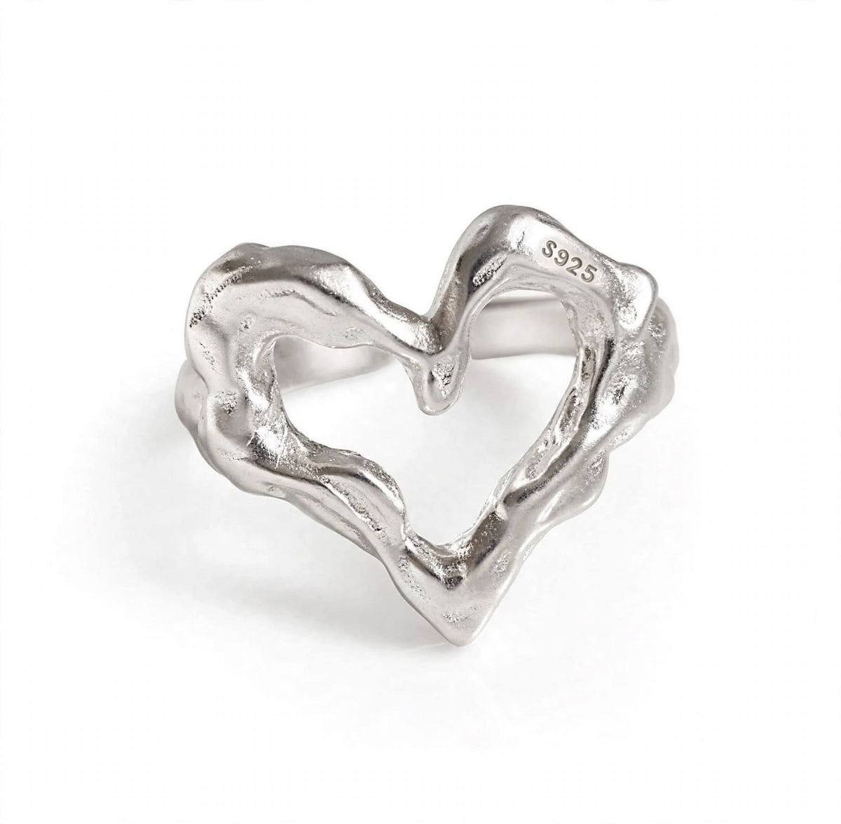 Liquid Heart Ring- Herz Wellen-Ring , 925 Silber, Silberring verstellbar | größenverstellbarer Damenring