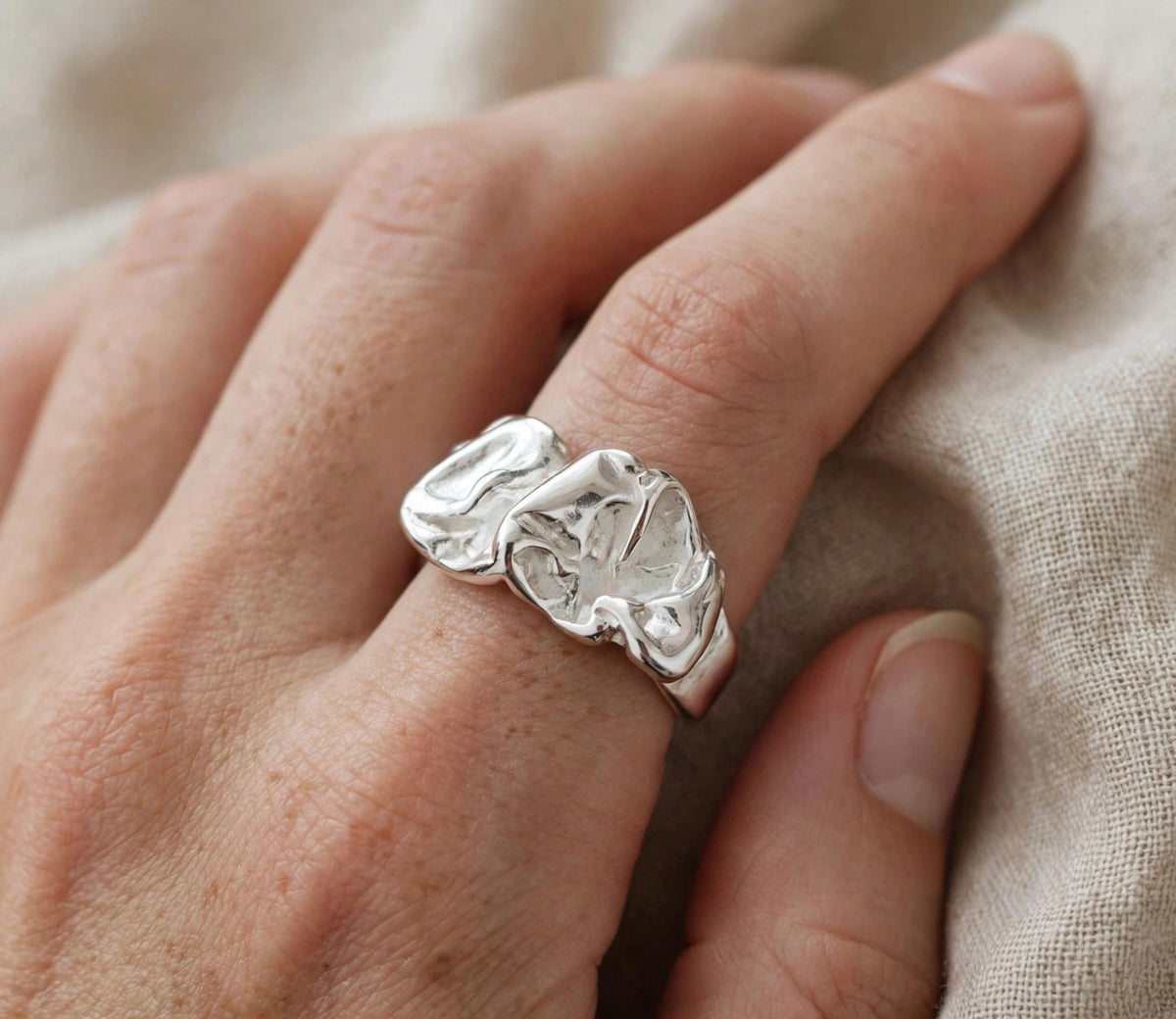 AURA LIQUIDA- Ring , 925 Silber, Silberring  | größenverstellbarer Damenring