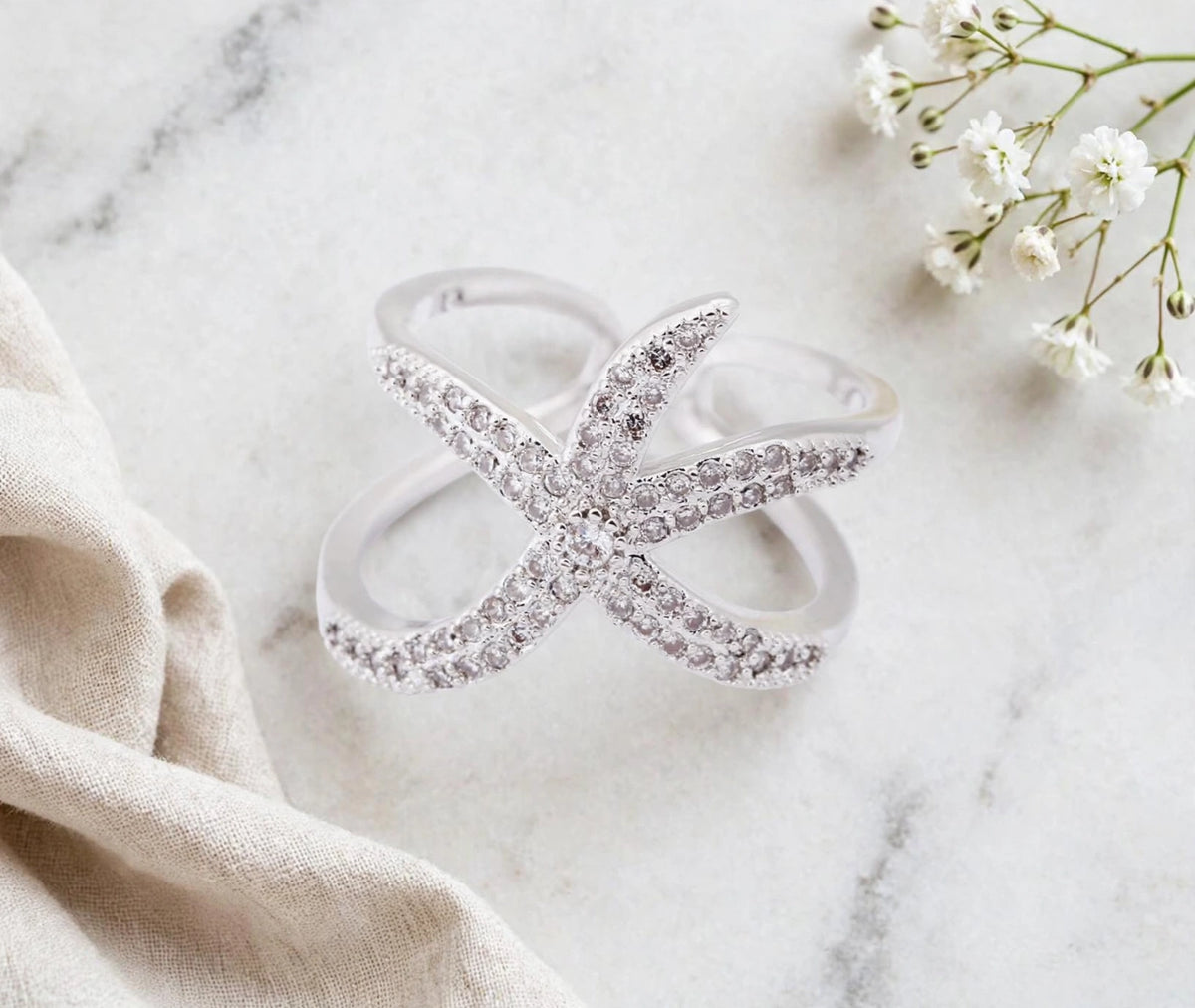 Criss-Cross- Silber  Ring , 925 Sterling Silber Gewebte Netzwerk-Ring