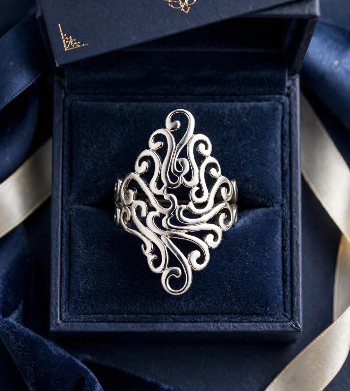 Baadal - Silber  Ring , 925 Silber, Silberring  | größenverstellbarer Damenring